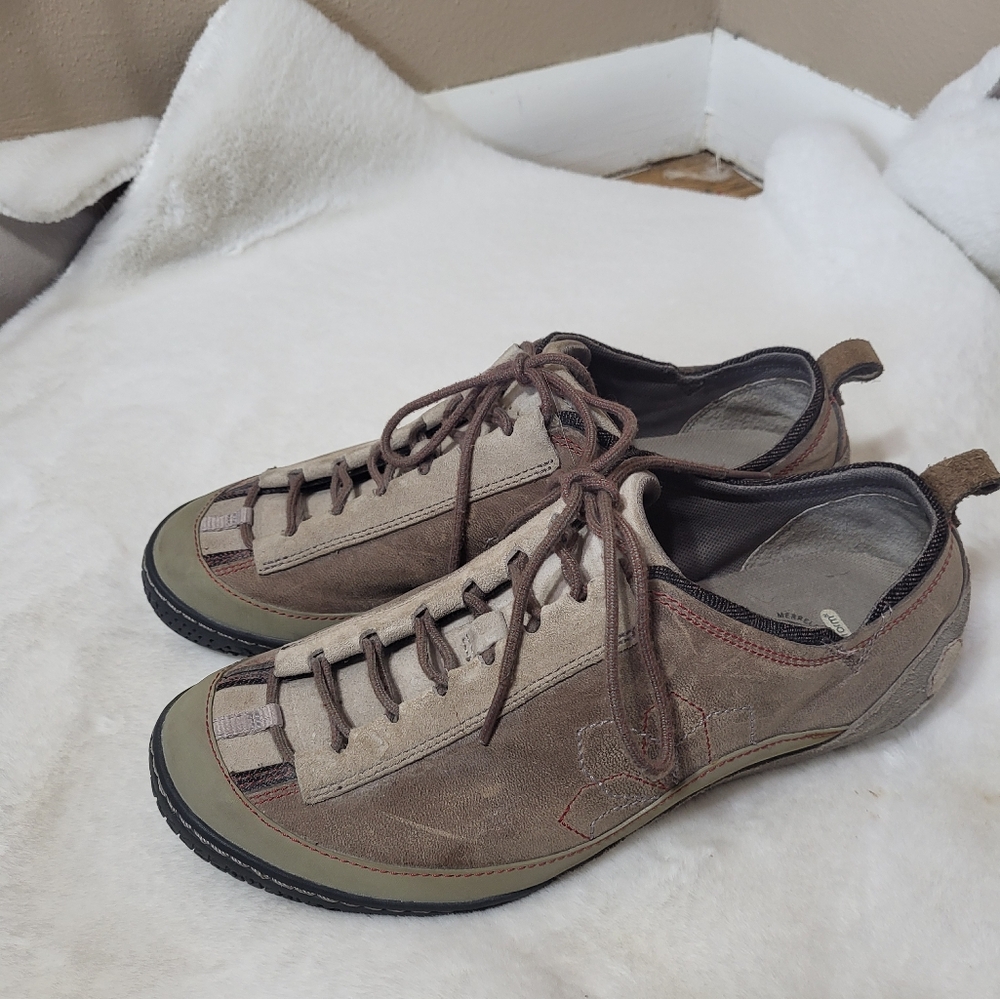 MERRELL BELLA TAUPE TAN LACE UP OXFORD WALKING HIKING SHOE SZ 9.5